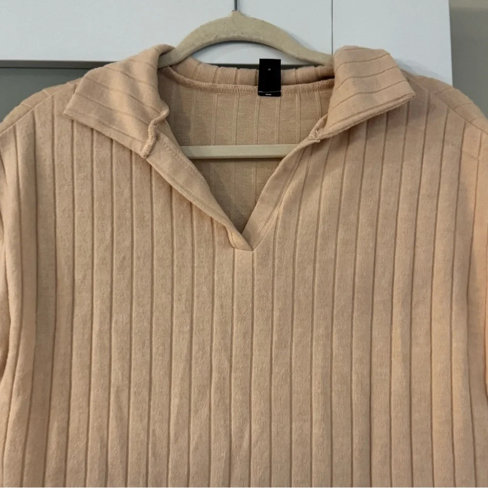 Beige Cream Ribbed Midi Dress - Picture 8 of 15